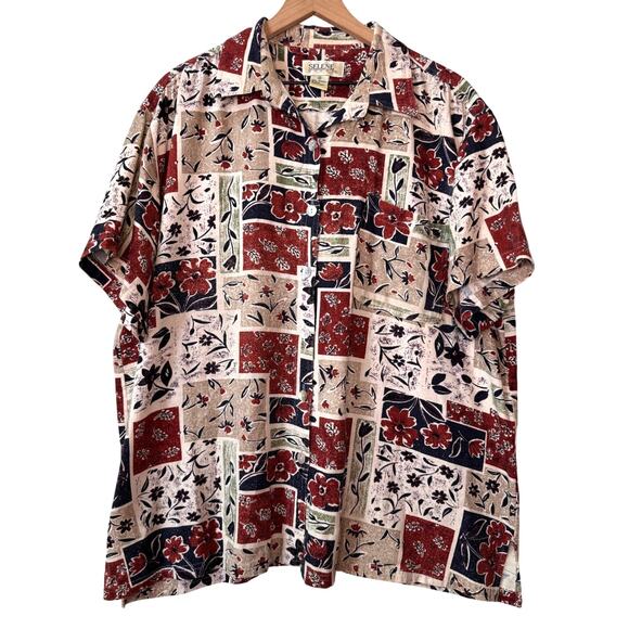 VINTAGE‎ 100% Silk Blouse Size 2X Floral Corrage Hawaiian Summer Beach Vacation - Picture 10 of 10